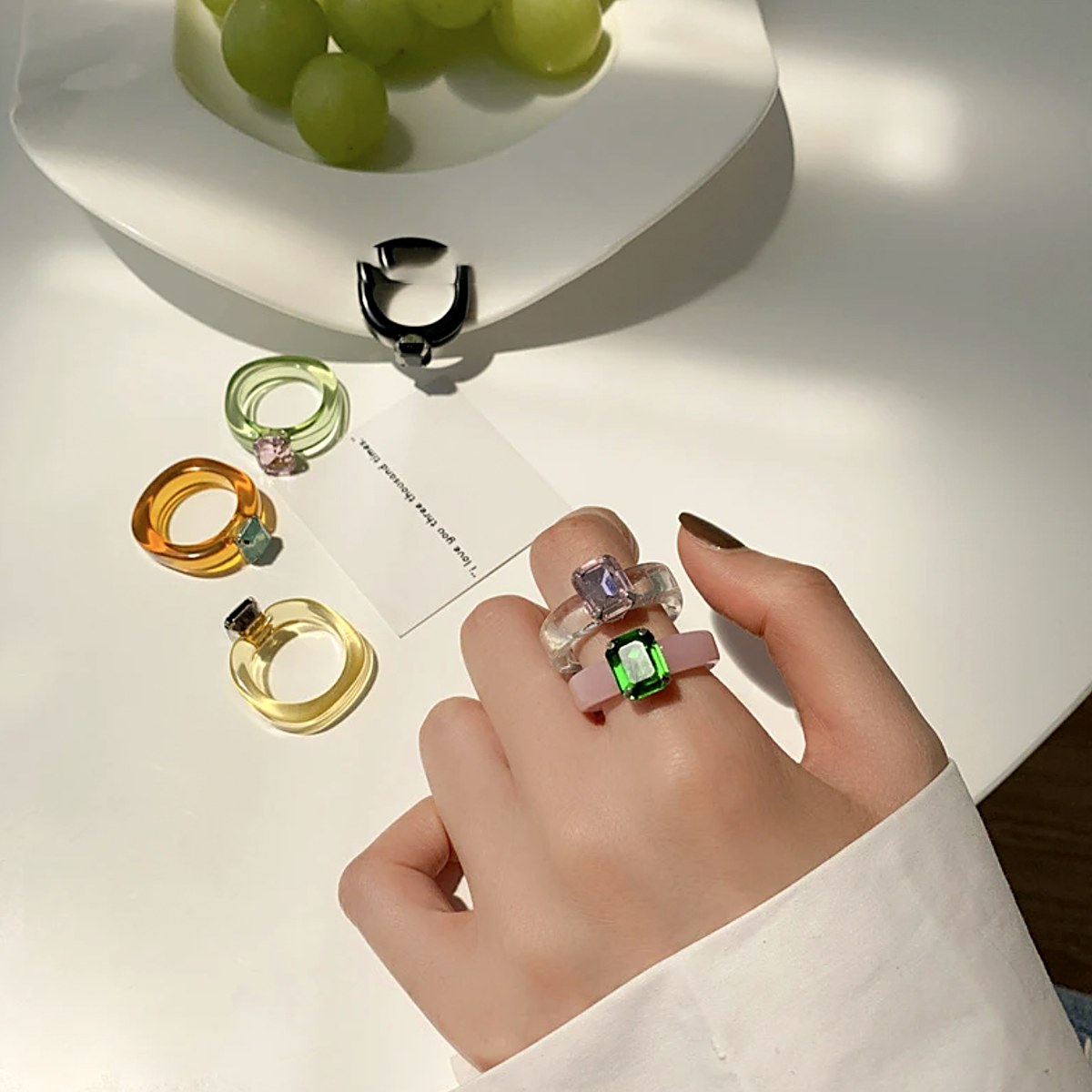 Sunset Coastal Crystal Rhinestone Rings