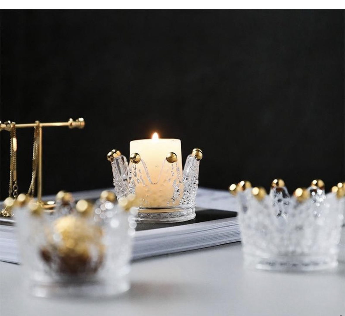 Crystal Crown Candle Holder Set