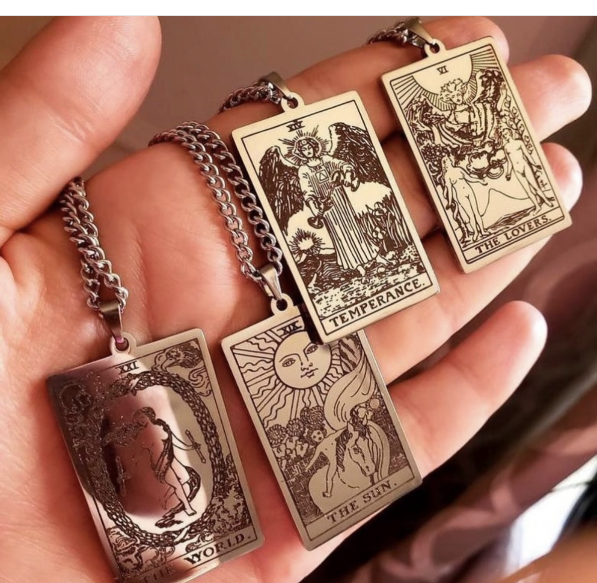 Tarot Card Pendant Necklace - Silver