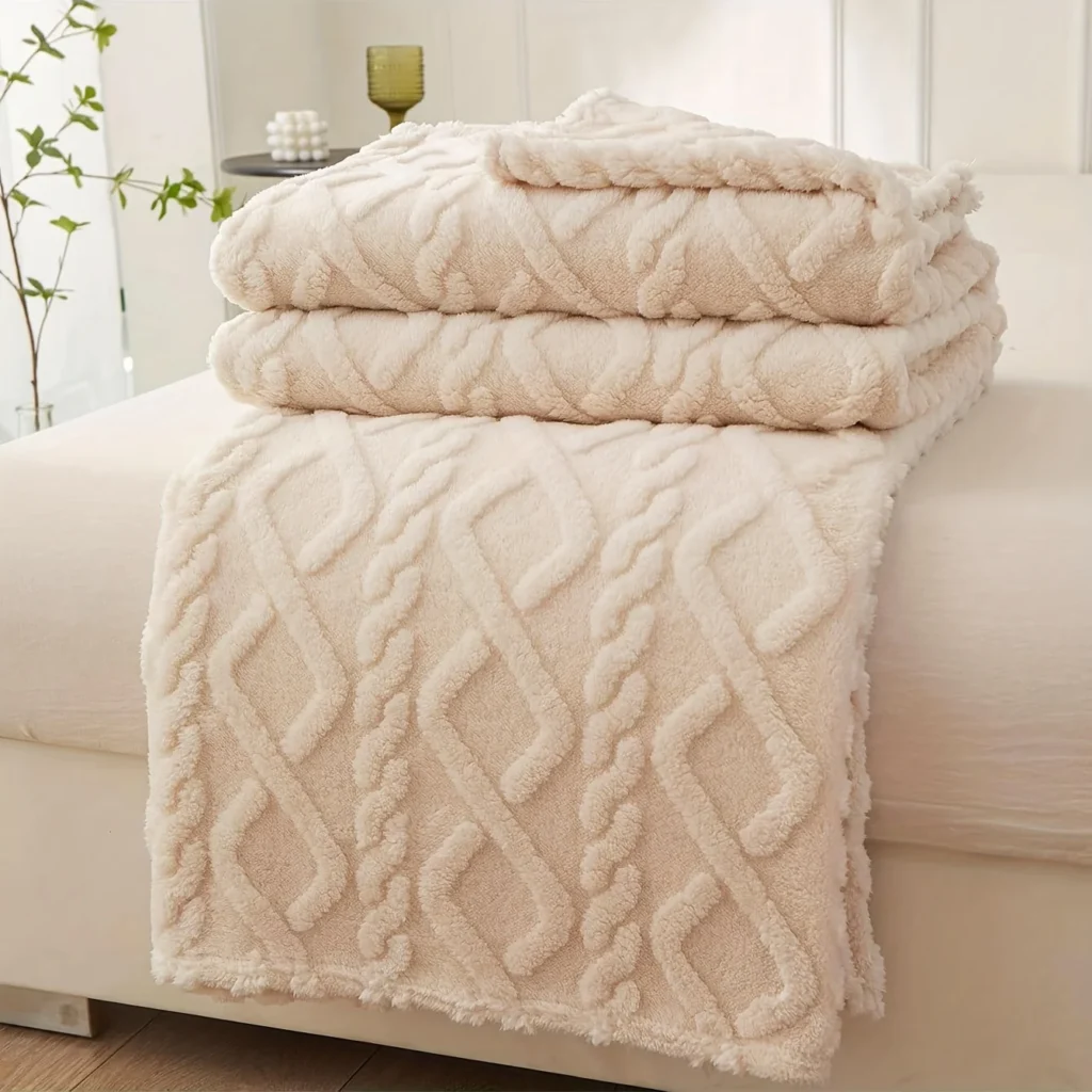 Sunset Coastal Coral Fleece Blanket