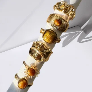 Sunflower Tiger Eye Stone Ring Set