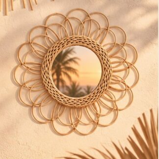 Rattan Flower Mirror